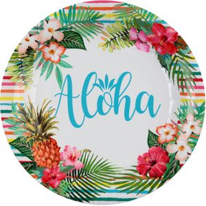 Aloha feest wegwerpbordjes - 10x stuks - 23 cm - Hawaii/tropical themafeest - Feestbordjes