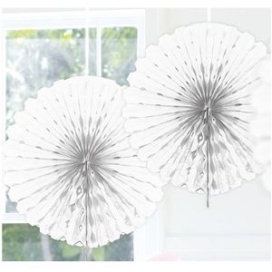 Decoratie waaiers wit 45 cm - Hangdecoratie