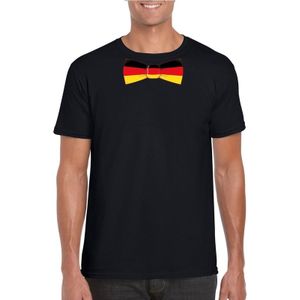 Zwart t-shirt met Duitsland vlag strikje heren - Feestshirts