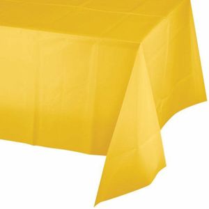 Feest tafelkleed van papier - geel - 274 x 137 cm - Pasen thema tafel versiering - Feesttafelkleden