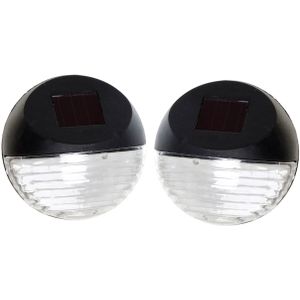 2x Solar LED verlichting voor huis/muur/schutting wandlamp 11 cm zwart - Buitenverlichting