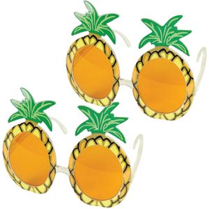 6x stuks tropische Hawaii thema verkleed bril met ananas glazen - Verkleedbrillen