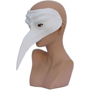 Wit plastic Venetiaans snavelmasker - Verkleedmaskers