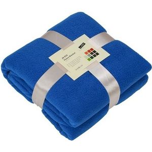Warme fleece dekens/plaids kobaltblauw 130 x 170 cm 240 grams kwaliteit - Plaids
