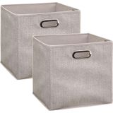 Set van 4x stuks opbergmand/kastmand 29 liter beige linnen 31 x 31 x 31 cm - Opbergboxen - Vakkenkast manden