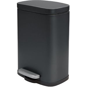 Pedaalemmer Venice - zwart - 5 liter - metaal - 21 x 30 cm - soft-close - toilet/badkamer - Pedaalemmers