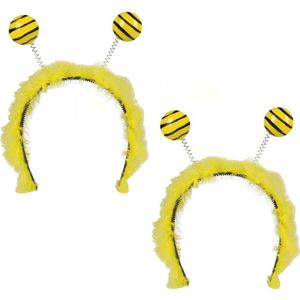 2x stuks bijen diadeem geel met zwart - Verkleedhoofddeksels