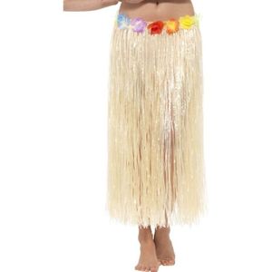 2x stuks lange Hawaii partydames verkleed rok met gekleurde bloemen - Carnavalskostuums