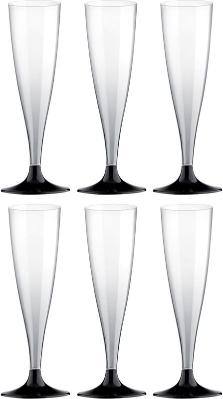 Soldaat reactie Krachtcel 20x Champagneglazen/flutes 14 cl/140 ml van kunststof met zwarte voet -  Champagneglazen (woonaccessoires) | € 10 bij Primodo.nl | beslist.nl
