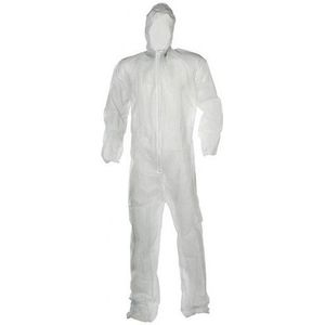 5x Witte wegwerp overalls met capuchon one size - Wegwerpoveralls
