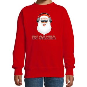 Stoere kersttrui / sweater DJ Santa rood voor kinderen - kerst truien kind