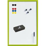 Magnetisch whiteboard/memobord met marker/wisser/magneten - 40 x 60 cm - groen - Whiteboards