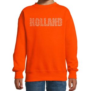 Glitter Holland sweater oranje rhinestone steentjes voor kinderen Nederland supporter EK/ WK - Feestshirts