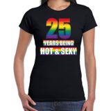 Hot en sexy 25 jaar verjaardag cadeau t-shirt zwart voor dames - Gay/ LHBT kleding / outfit - Feestshirts
