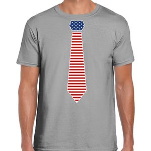 Verkleed t-shirt voor heren - Amerikaanse stopdas - grijs - themafeest - Feestshirts