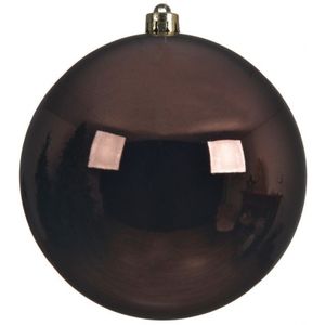 1x Grote donkerbruine kerstballen van 20 cm glans van kunststof - Kerstbal