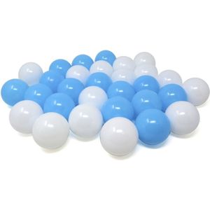 Kunststof ballenbak ballen - blauw/wit - 60x stuks - ca 6 cm - Ballenbakballen