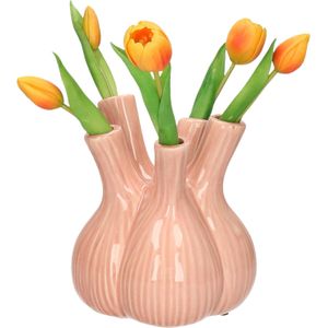 Dijk Natural Collections Bloemenvaas Gouda - tulpenvaas - lichtroze - D17 x H20 cm - Vazen