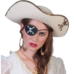 Pirates of the Caribbean thema witte piratenhoed met schedel - Verkleedhoofddeksels