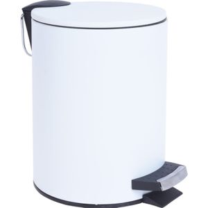 Storage Solutions Prullenbak/pedaalemmer - wit - metaal - 3L - 24 x 17 cm