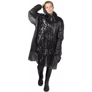 12x stuks zwarte regen ponchos voor volwassenen - Regenponcho's