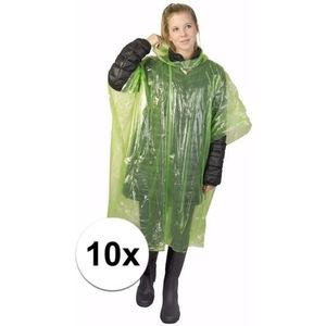 10x groene regen ponchos voor volwassenen - Regenponcho's