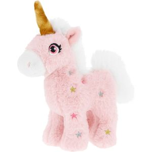 Keel Toys pluche eenhoorn knuffel - roze/wit - 16 cm - mystieke dieren - met glitter sterren - Knuffeldier