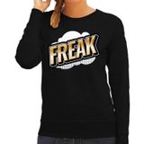 Freak fun tekst sweater voor dames zwart in 3D effect - Feesttruien