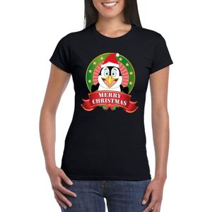 Zwarte pinguin Kerst t-shirt voor dames Merry Christmas - kerst t-shirts