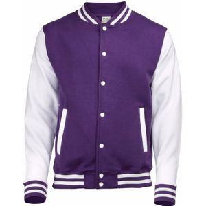 AWDis college jacket voor heren - paars met wit - drukknopen - katoen/polyester - Baseball jacks