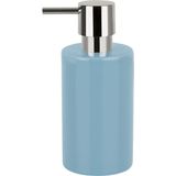 Badkamer accessoires set - WC-borstel/pedaalemmer/zeeppompje/beker - metaal/keramiek - lichtblauw - Badkameraccessoireset