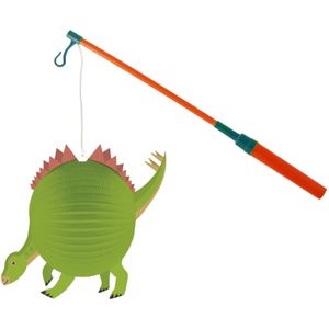 Lampionstokje 40 cm - met dinosaurus lampion - groen - D25 cm - Feestlampionnen