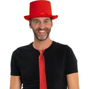 Carnaval verkleedset hoed en stropdas - rood - volwassenen/unisex - feestkleding accessoires - Verkleedattributen