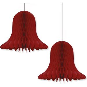 10x Kerstversiering bordeaux rode kerstklokken lampionnen 20 cm - Hangdecoratie