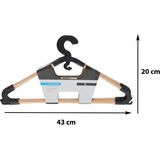 Storage Solutions Kledinghangers met broekstang - 3x - hout - zwart - 43 x 20 cm