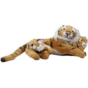 Tijger met baby's knuffelbeest 46 cm - Knuffeldier