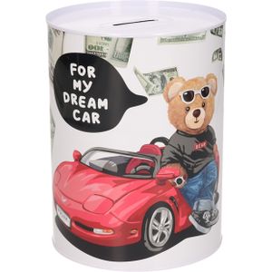 Spaarpot blik dream car - beertje - 12 x 16 cm - Spaarpotten