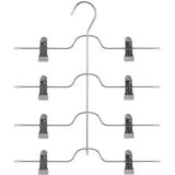 Set van 4x stuks metalen kledinghanger met clips voor 4 broeken 32 x 38 cm - Kledinghangers