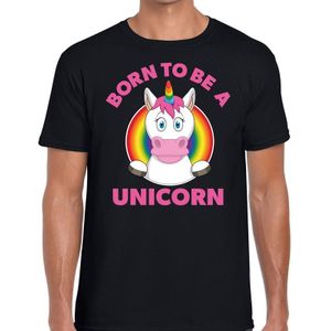 Born to be a unicorn gay pride t-shirt zwart heren - Feestshirts