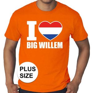 Oranje I love Big Willem grote maten shirt heren - Feestshirts