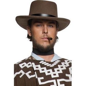 Cowboy hoed bruin met zwarte band - Verkleedhoofddeksels