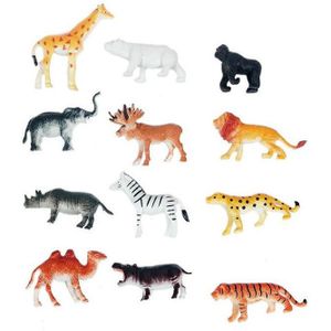 Safari dieren speelgoed - 12x stuks - kunststof - 6 cm - Speelfigurenset