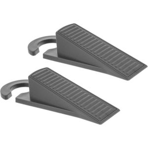 Set van 2x stuks deurstoppers/deurwiggen grijs 12,5 cm kunststof - Deurstoppers