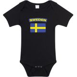 Sweden romper met vlag Zweden zwart voor babys - Feest rompertjes