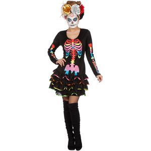 Zwart jurkje met skelet print voor dames - Carnavalsjurken
