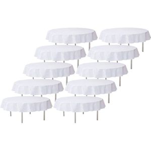 10x Bruiloft witte ronde tafelkleden/tafellakens 240 cm non woven polypropyleen - Feesttafelkleden