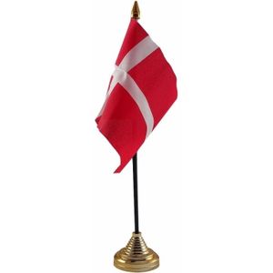 Polyester Deense vlag voor op bureau 10 x 15 cm - Vlaggen