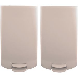 MSV Pedaalemmer - 2x - kunststof - beige - 3L - klein model - 15 x 27 cm - Badkamer/toilet