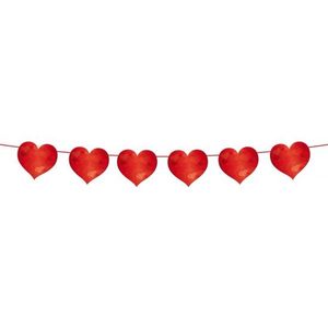 Valentijnsdag slinger met rode hartjes - Feestslingers