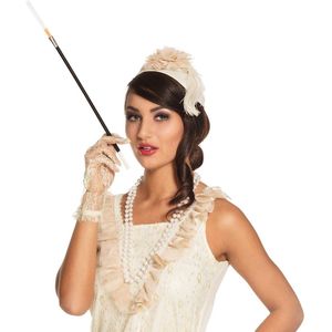 Carnaval Sigaretten houder Flapper - zwart - charleston/jaren 20 stijl - Verkleedattributen